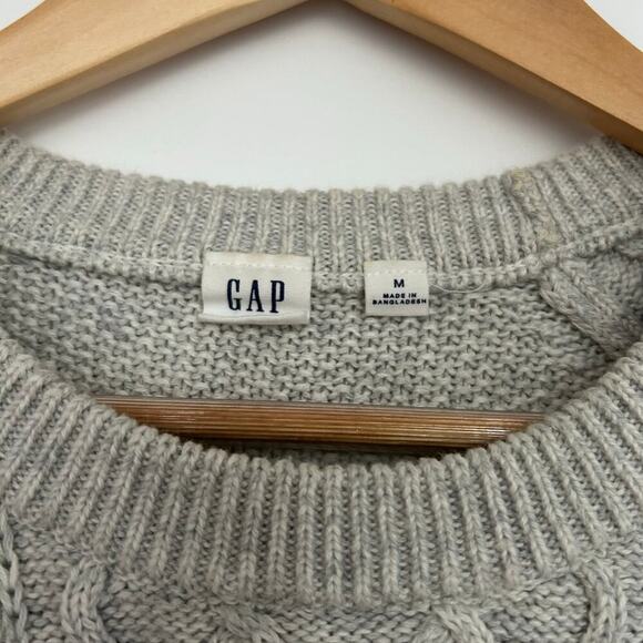 Gap Cable-Knit Crewneck Sweater Women’s Medium Heather Gray Fisherman‎ Coastal - Picture 3 of 6